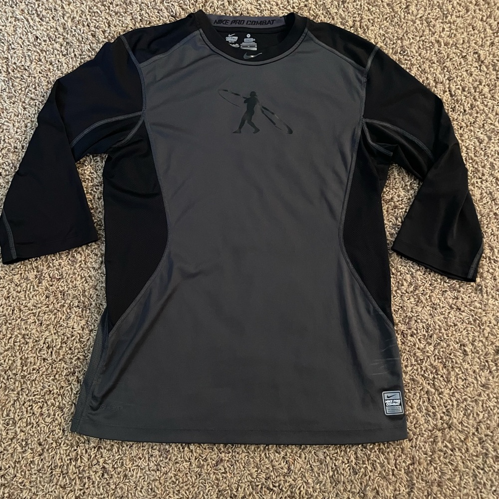 Nike swing man baseball shirt grey with black sleeves